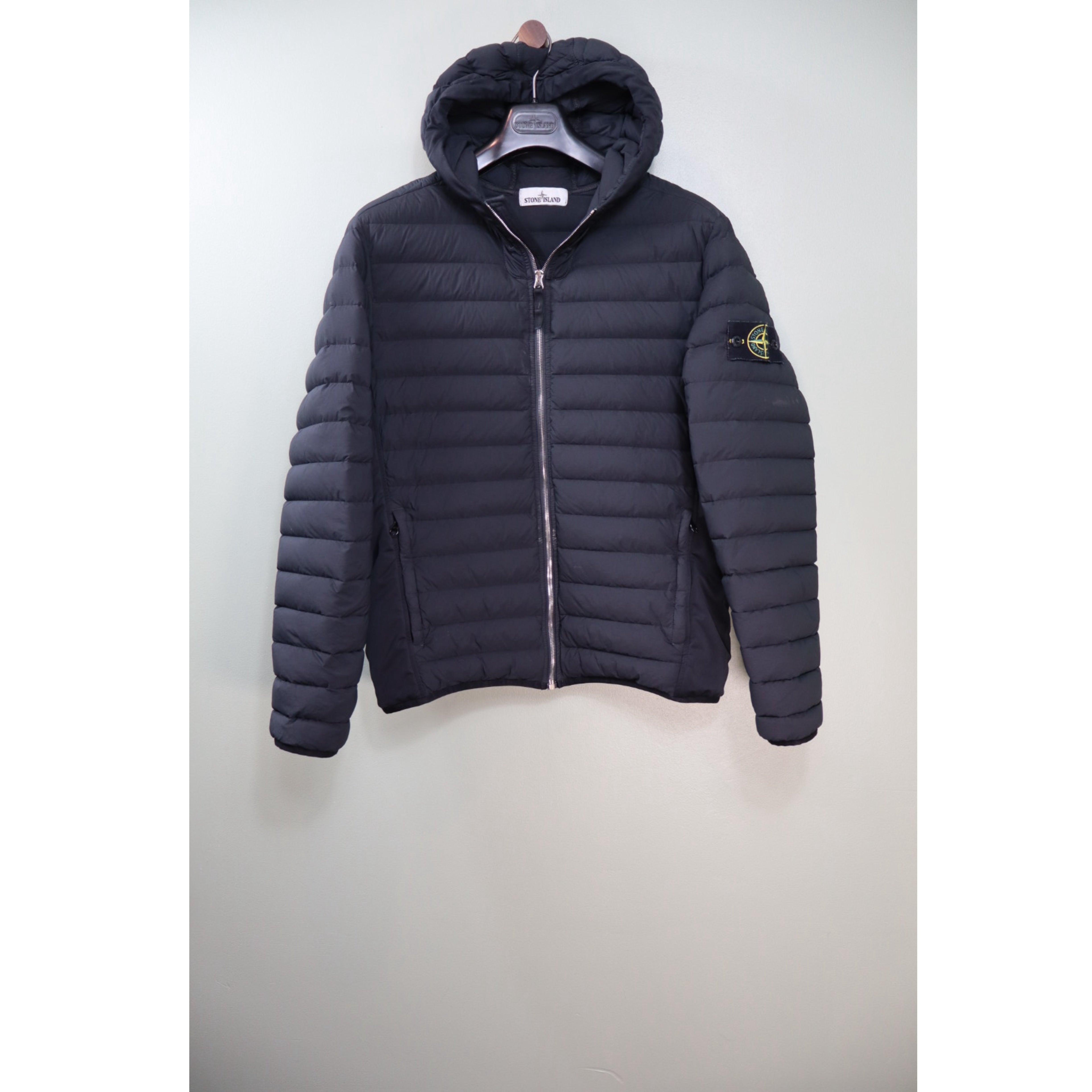 Stone Island Black Loom Woven Down Jacket HeatfromTS