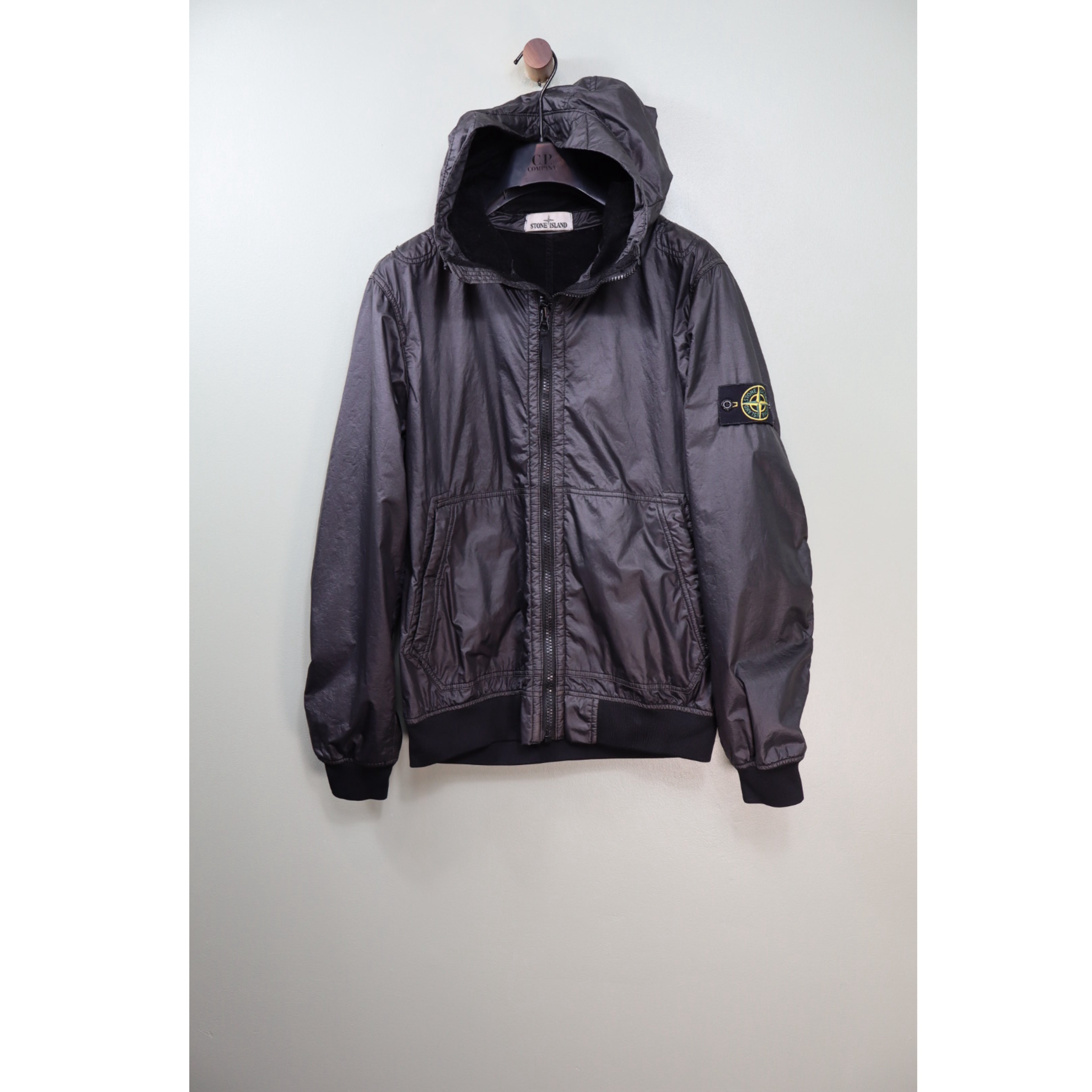 希少 Stone Island Lamy Flock Jacket M ブラック stone-island-lamy-flock-hooded