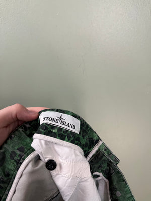 Stone Island Green Alligator Camo RE Cargo Shorts
