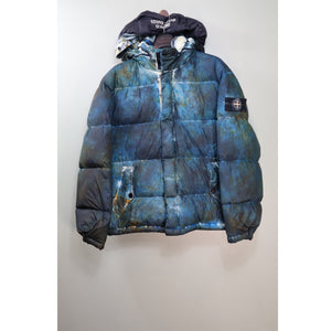 Stone Island x Supreme Blue Paintball Camo Crinkle Reps Down Jacket