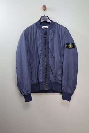 Stone Island Navy Crinkle Reps Bomber Jacket