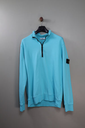 Stone Island Aqua Blue 1/4 Zip Jumper