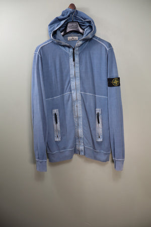 Stone Island Blue Zipped Hoodie