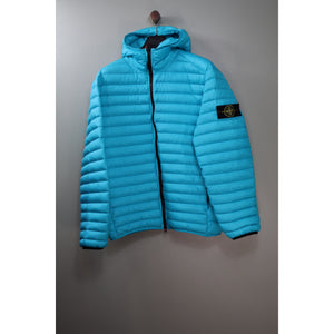 Stone Island Aqua Blue Loom Woven Down Jacket