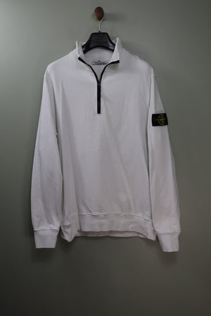 Stone Island White 1/4 Zip Jumper