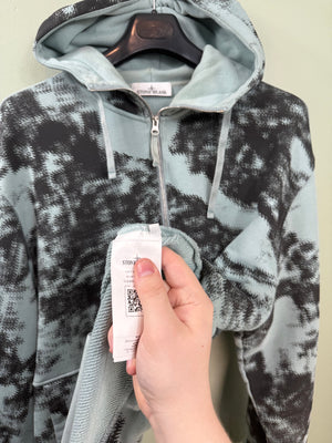 Stone Island Blue Organic Camo 1/4 Zip Hoodie