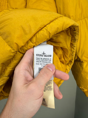 Stone Island Yellow 1/4 Zip Crinkle Reps Down Jacket