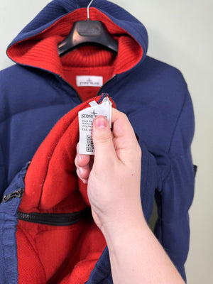 Stone Island Navy Knit Down Jacket
