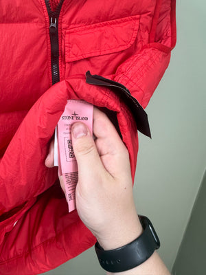 Stone Island Red Crinkle Reps Down Gilet