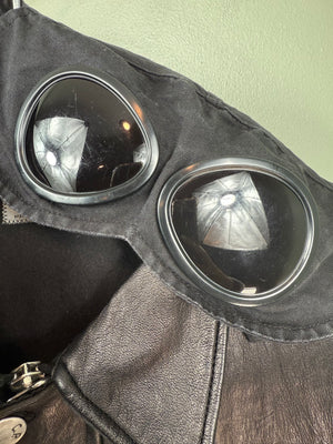 C.P. Company Black Half Leather Mille Jacket