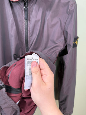 Stone Island Burgundy Mussola Gommata Velour Jacket