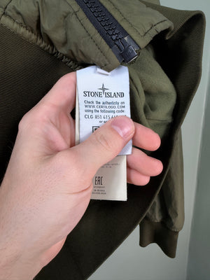 Stone Island Green Crinkle Reps Bomber Jacket