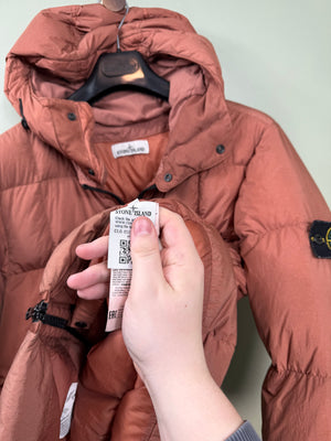 Stone Island Burnt Orange Crinkle Reps Down Jacket