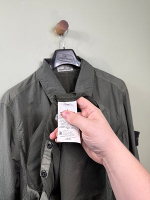 Stone Island Khaki Seersucker Overshirt