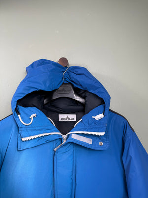 Stone Island Blue Panno Resinato Reflective Marina Down Jacket