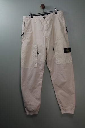 Stone Island Beige CO Mussola Plated Cargo Bottoms