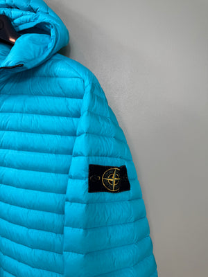 Stone Island Aqua Blue Loom Woven Down Jacket
