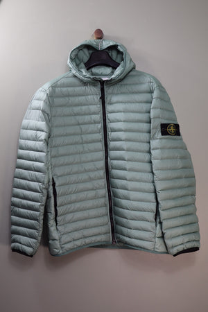 Stone Island Green Nylon Loom Woven Down Jacket