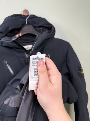 Stone Island Black Water Repellent Wool Balaclava Down Jacket