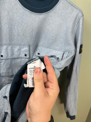 Stone Island Blue Tela Placcata Jumper