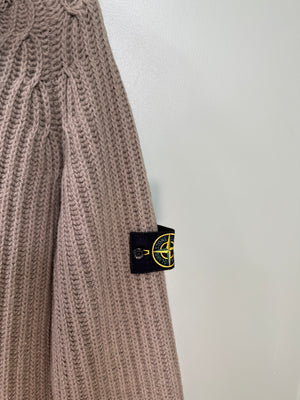 Stone Island Khaki Full Zip Chunky Knit Jumper