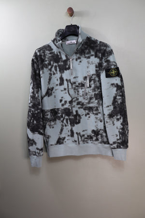 Stone Island Blue Earth Camo 1/4 Zip Jumper