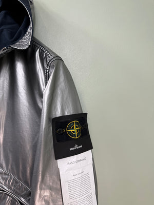 Stone Island Silver/Navy Reversible Raso Gommato Spaceman Jacket