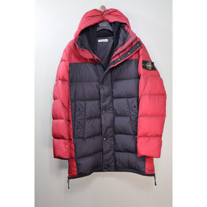 Stone Island Red/Black Opaque Nylon Tela Down Jacket