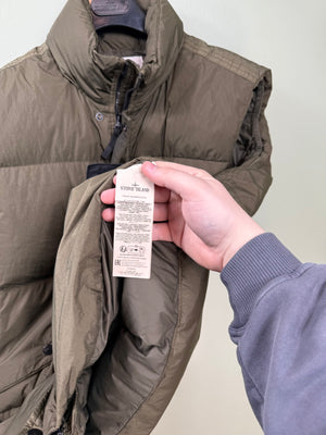 Stone Island Khaki Crinkle Reps Down Gilet