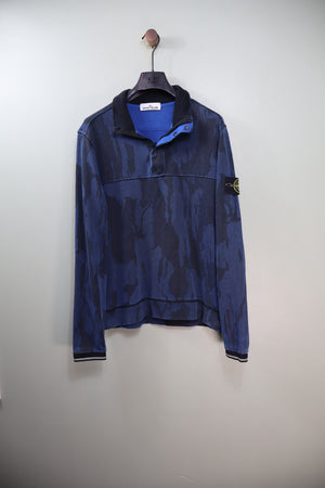 Stone Island Blue Flowing Camo 1/4 Zip Jumper