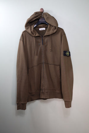 Stone Island Brown Zipped Hoodie