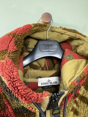 Stone Island Heritage Camo Teddy Fleece 1/4 Zip Hoodie