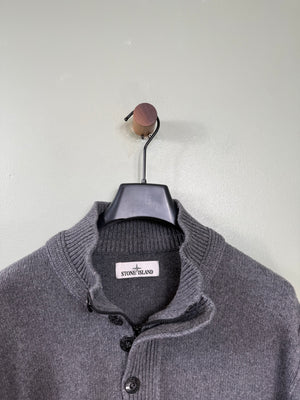 Stone Island Grey 1/4 Button Knit Jumper