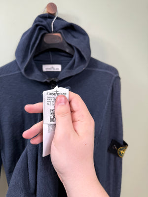 Stone Island Navy Zipped Knit Hoodie