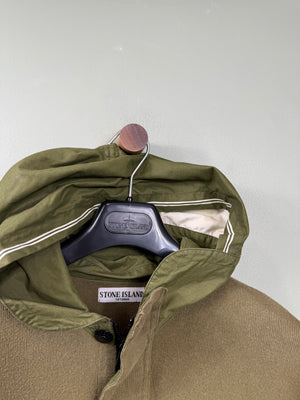 Stone Island Khaki Zipped Knit Hoodie
