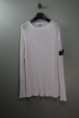 Stone Island White Knit Jumper