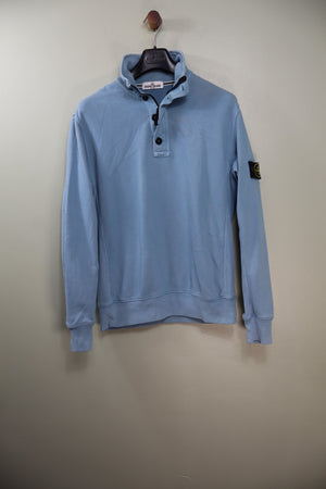 Stone Island Blue 1/4 Button Jumper