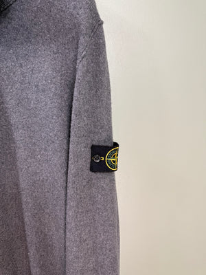 Stone Island Grey 1/4 Button Knit Jumper