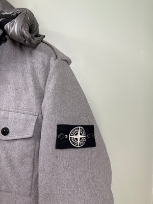 Stone Island Grey Ice Jacket Wool Blend