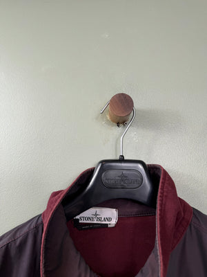 Stone Island Burgundy Mussola Gommata Velour Jacket