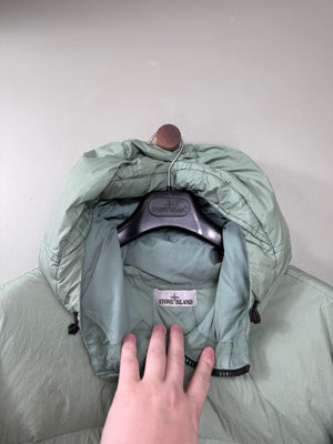 Stone Island Green Crinkle Reps Down Jacket