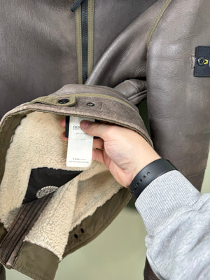 Stone Island Brown 30th Anniversary Hand Painted Sheepskin Jacket