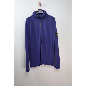 Stone Island Navy Heavy Knit Zipped Jumper