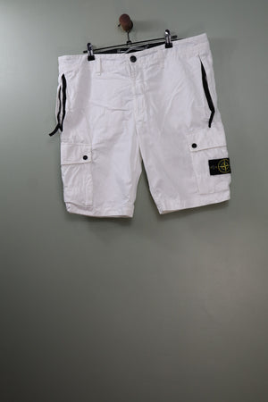Stone Island White SL Cargo Shorts