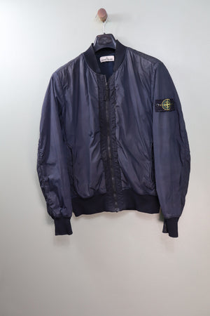 Stone Island Navy Crinkle Reps Bomber Jacket