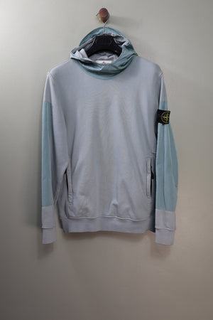 Stone Island Blue Nylon Metal Plated Hoodie