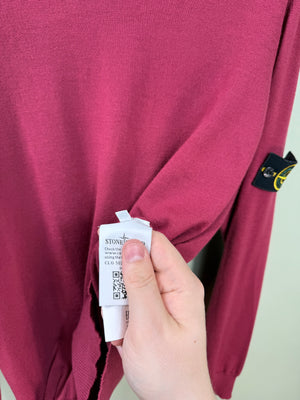 Stone Island Burgundy Roll Neck Knit Jumper