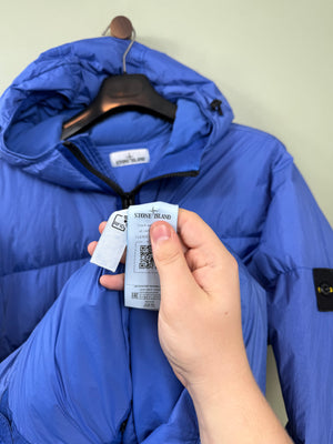 Stone Island Blue Crinkle Reps Down Jacket