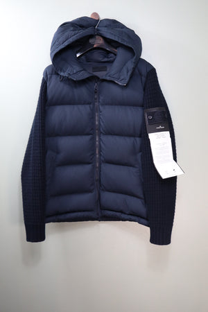 Stone Island Navy Ghost Twill Wool Knit Down Jacket