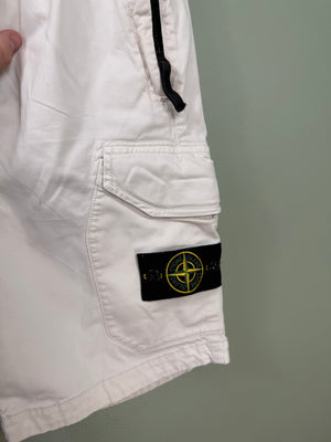 Stone Island White RE Cargo Shorts